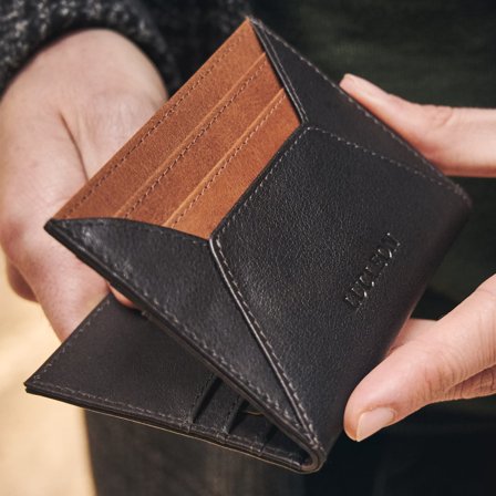 Portacarte Loren in pelle marrone scuro e chiaro con protezione RFID per uomini - Portacarte