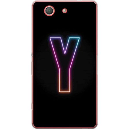 Kompatibelt Mobildeksel til Sony Sony Xperia Z3 Compact Minimalistisk neonbokstav Y i fargeskiftende lys mot svart bakgrunn