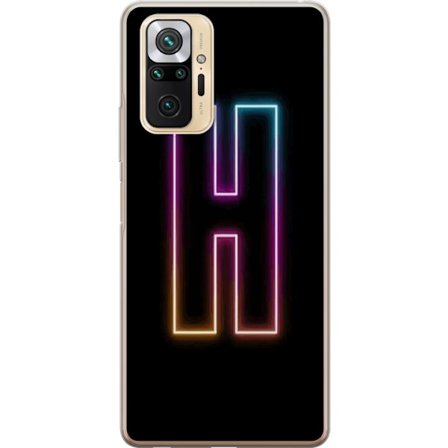 Yhteensopiva Puhelinkuori Xiaomi Xiaomi Redmi Note 10 Pro Minimalistinen neonkirjain H väriä vaihtavassa valossa mustaa taustaa vasten modernilla ty
