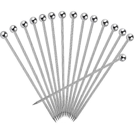 12 kpl Cocktail-tikkuja, ruostumattomasta teräksestä valmistettuja martini-tikkuja, cocktail-hammastikkuja