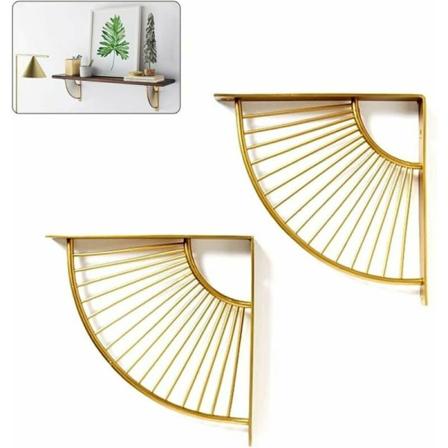 (20cm) Flytende Metall Gylden Vifteformet Trekant Hyllebrakett, S