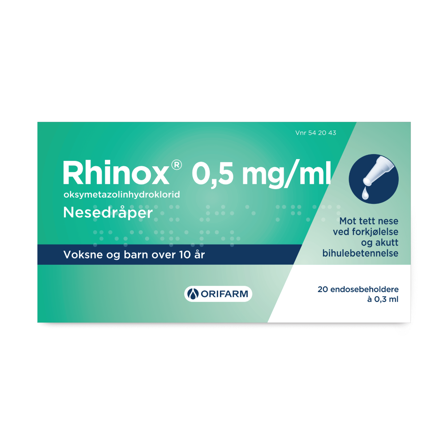 Rhinox Nesedråper 0,5mg/ml, 20 x 0.3 ml