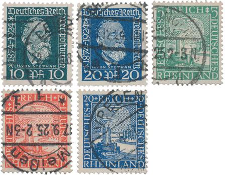 Tyske Rige 1924 - MICHEL 368-369+372-374 - Stemplet
