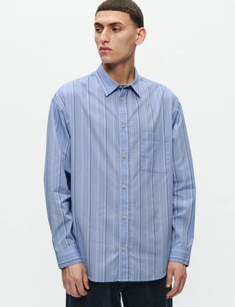 WOOD WOOD Wwcarter Shirt Stripe 25115 - Blue - S