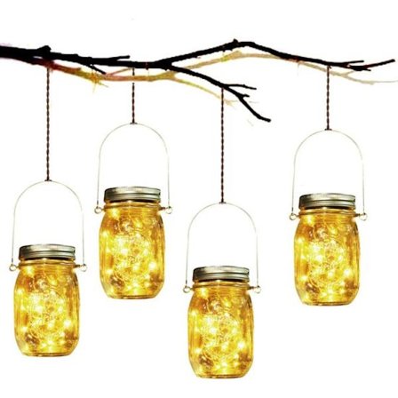 Solcellslampa, 4 st solcellsburklampa LED solcellslampa burklykta