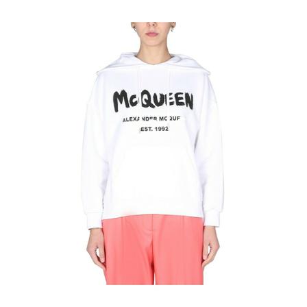 Alexander McQueen Sweatshirt With Graffito Logo Print Hvid, Dame Sweatshirts