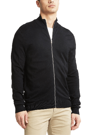 Lindbergh Ecovero L/S Zip Cardigan Knit Koftor & cardigans Herr Svart XXL