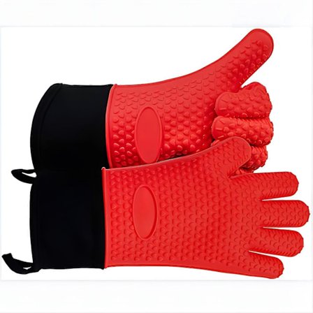 2 stk, Grillhansker, BBQ-hansker Varmebestandige Ovn-hansker, Varmeisolerende Hansker, Bakehansker, Kjøkken Silikon Ovn-hansker, Lange (FMY)