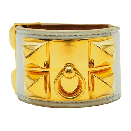 Hermès Vintage, Pre-owned Bracelet Grijs, Dames, Maat:ONE Size,leer
