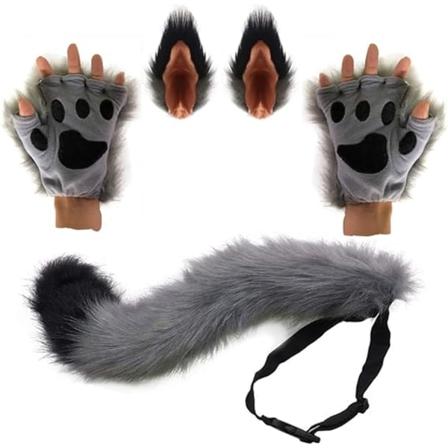 IC Wolf Fox Haleklips Øre og Handske Sæt Halloween Jul Fancy Party Kostume Legetøj Gave til Kvinder
