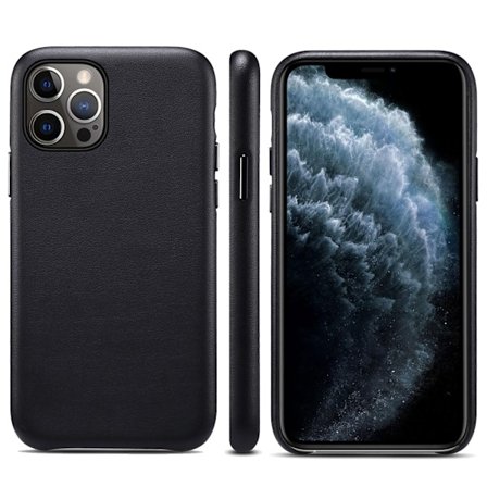 Kotelo iPhone 13minille, mustaa nahkaa, ohut, kulutusta ja pudotusta kestävä