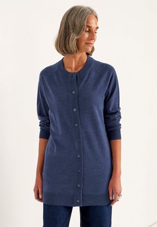 Cellbes of Sweden - Cardigan Premium i merinoull - mörkblå / melange - för damer - 38/40