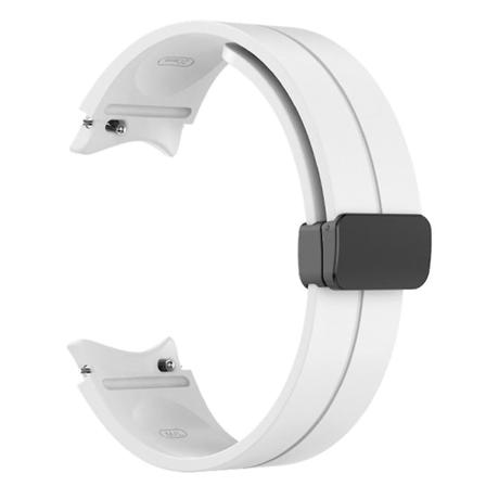 For Samsung Galaxy Watch 4/5 Watch5 Pro Silikon Foldbar Rem med Magnetisk Spenne Sportsrem, Hvit