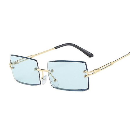 Rimless firkantede solbriller menn merke designer rektangel gradient solbriller metall skjærende linse mannlige nyanser Oculos De Sol