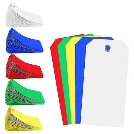 500 Stykker 4 3/4 tommer X 2 3/8 tommer Plast Forsendelsesetiketter Farverige Tomme Mærkningsetiketter Vandtætte Hængeetiketter
