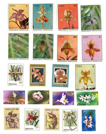 Orkidéer - 20 forskellige frimærker - Postfrisk