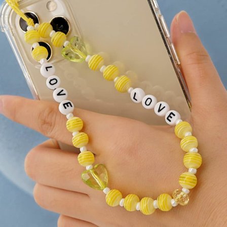 Keltainen helmi kännykkäkoru Anti-lost kristallikännykkäkoru