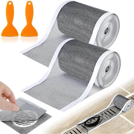 Engångs Hårfälla för Duschavlopp, Klippbar Nät Duschavloppsöverdrag Dekaler för Badrum Köksbänk med Rengörings Spade