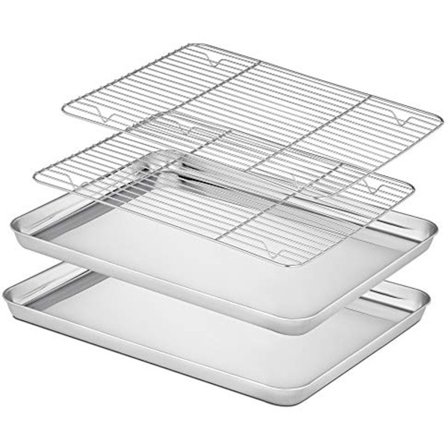 Bageplade i rustfrit stål med kølerist - Holdbar, sund og tåler opvaskemaskine