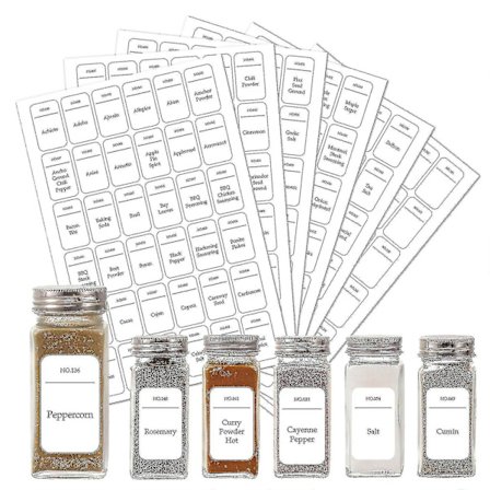 6 Krydd- och Örtburks Etiketter, Namn, PE-Klistermärken, Vattentäta, Avtagbara, Moderna, Minimalistiska (186 Klistermärken +
