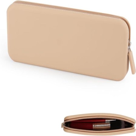 Makeupspejl, vaskbar makeup taske med lynlås, makeup børster, silikone toilettaske, silikone kosmetikpung til skønhedsværktøjer, børster, 