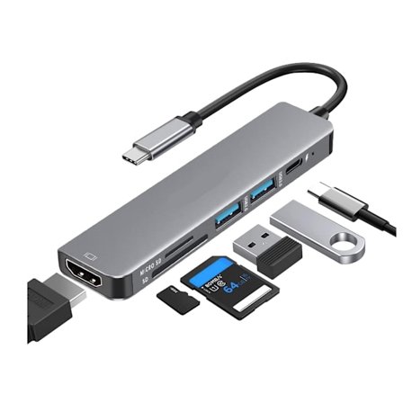 Usb C Hub Usb C till Hdmi Multiport Adapter 6 i 1 med Hdmi 4K 1 Usb 3.0/1 Usb 2.0 Usb C Laddning 60W Pd Grå YEMAESRE