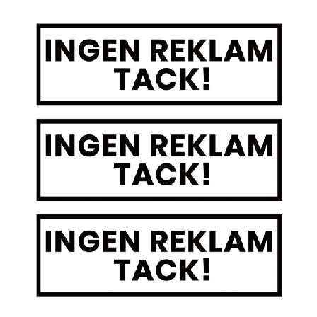 3-pack Ingen Reklam Tack Klistermärke Dekal Vit 3,5x10,5cm Hvit