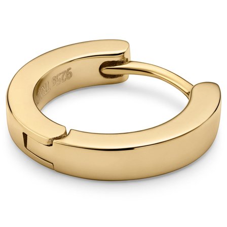 Argentia | Boucle d'oreille créole plate en argent sterling 925 plaqué or 14K pour hommes - Boucles d'oreille avec pendentif - pour Hommes - Seizmont