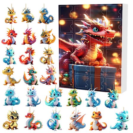 Adventsboks for jul Søt baby drage akryl sjarm ferieanheng Christmas Blind Box Set D