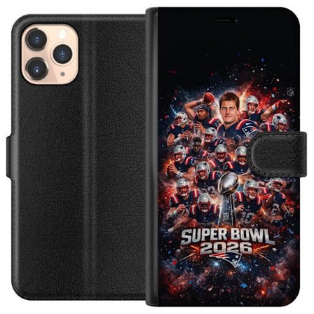 Yhteensopiva Lompakkokotelo Apple iPhone 11 Pro Super Bowl 2026 juliste, jossa New England Patriots ja NFL-mestaruuspalkinto räjähtävän urheilullisess