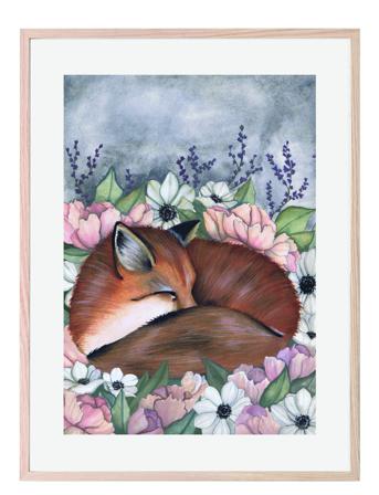 Poster Flower Field Fox 30X40 Patterned That's Mine