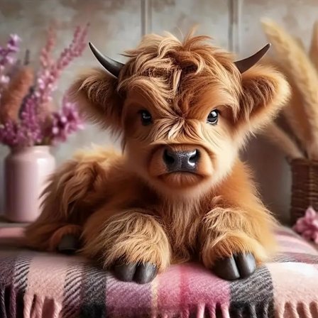 12x12 Tommer Highland Cow Diamantkunstsett for Voksne Nybegynnere, Ku Diamantmalingssett for Voksne, DIY 5D Diamantmaling med Runde Edelstensett f