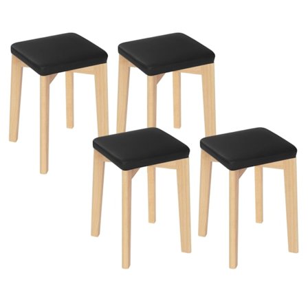 Rootz Spisestuestol - Træsæder - Køkkenskammel - Bøgemøbler - Hjemmestol - Stabelbart sæde - Værelsesmøbler - Trækorn + Sort - 18,3x18,1x6,5 tommer