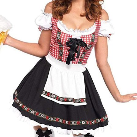 Tysk München Oktoberfest Kostyme Damekjole Tradisjonell Bayersk Ølkarneval Frøken Cosplay Pikekostymesett Rød- Perfet Rød Ed S