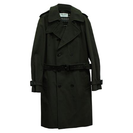Saint Laurent Vintage, Pre-Owned Double Breasted Trench Coat Groen, Heren, Maat:S,Katoen