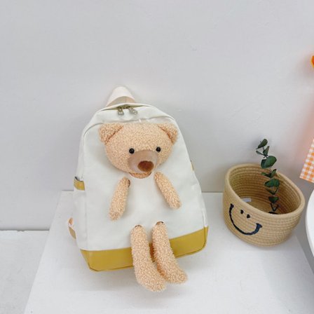 Skolerygsæk til børn, ny bjørn, førskolerygsæk, drenge og piger, baby, børnerygsæk, sød tegneserie, børnetaske - Hvid