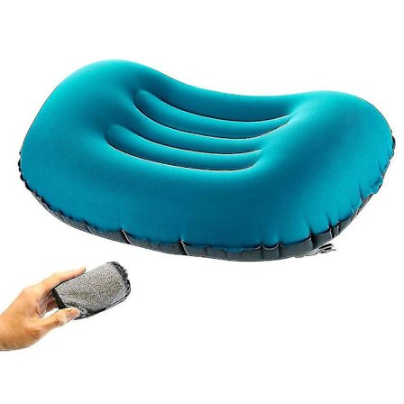 Ultralett oppblåsbar campingreisepute - Sammenpressbar, kompakt, komfortabel, ergonomisk oppblåsbare puter for nakke- og korsryggstøtte under leir, 