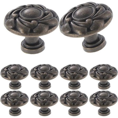 12 stk Vintage Skapsknapper, Stilige Utskjærte Skuffeknapper, Antikk St