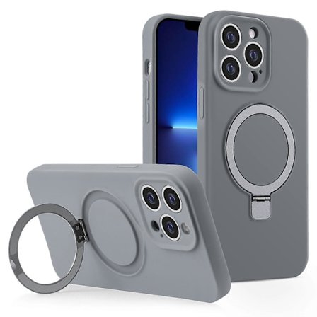 Skal för iPhone 13 Pro Kompatibelt med MagSafe Flytande Silikon Ring Ställ Telefonskal