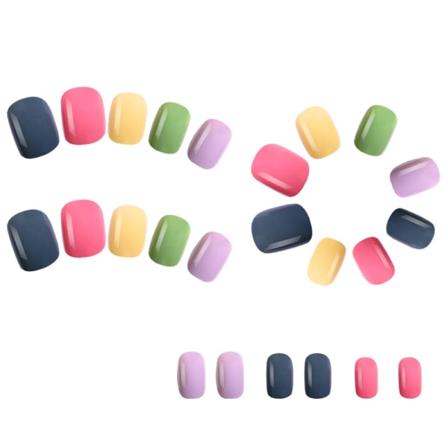 1 sarja värillisiä tekokynsiä yksivärisiä macaron-kynsiä puettavia painokynsiä