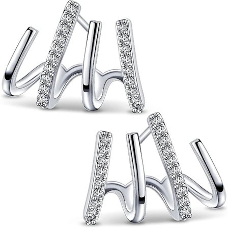 Claw Örhängen Silver Claw Stud Örhängen Creative Geometric Örhängen 4 Claw Örhängen Kristallörhängen Illusion Örhängen 4 Prong Wrap Örhängen Smycken