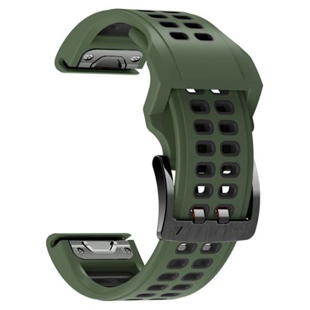 Garmin Fenix 7 / 6 / 5 klockarmband i silikon - Militärgrön / Svart