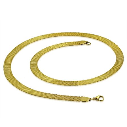 Halsband Stålkedja meshhalsband 316L Guld färg B 8,5 mm L 60 cm