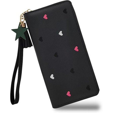 Dame Lommebøker, PU Lær Dame Lommebok Armbånd Lommebøker for Kvinner med Avtakbart Håndtak, Multi Slots Reise Lommebok Dame Lommebok