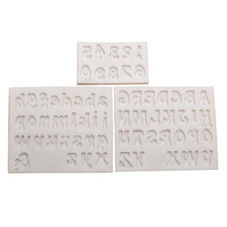 3 stk. Silikone Choaolate Form Fondantforme Engelske Alfabet Tal Formet