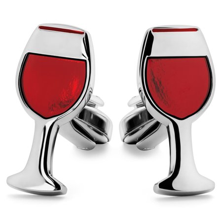 Flaviant | Silver-Tone and Red Wine Glass Cufflinks for Men