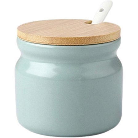 Porcelain Sugar Bowl with Lid and Spoon, Spice Jar Spice Box Spice Container, Suitable for Coffee Bar, Kitchen and Home Breakfast