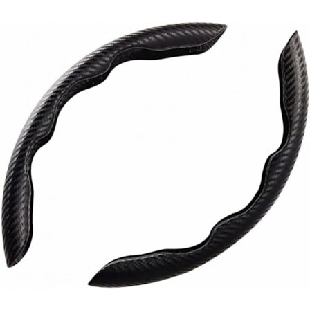 Svart ratt i bil, sett med 2 universelle fiber-karbon universaltrekk, interiør, ultralett tilbehør, for de fleste biler