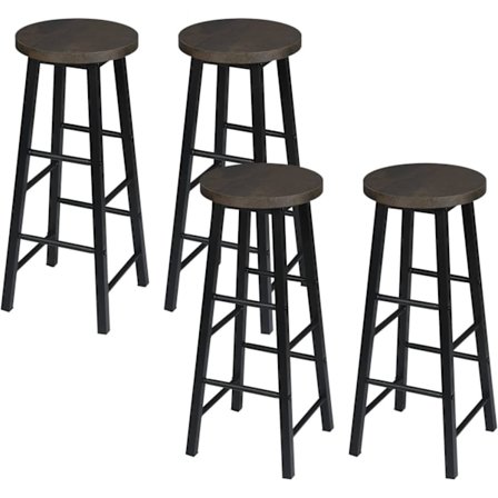 Rootz baarijakkarat 2 kpl - Teollinen tyyli - Massiivipuu - Teräsrunko - Helppo koota - Liukumattomat lattiasuojat - 71 cm x 30 cm - 120 kg.