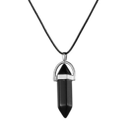 Halsband Choker Onyx Healing Wicca Pagan Boho - 2 Längder 46/tyg